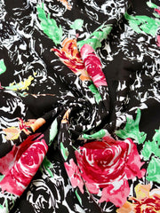 Load image into Gallery viewer, Fuchsia &amp; Orange Roses Rayon Challis