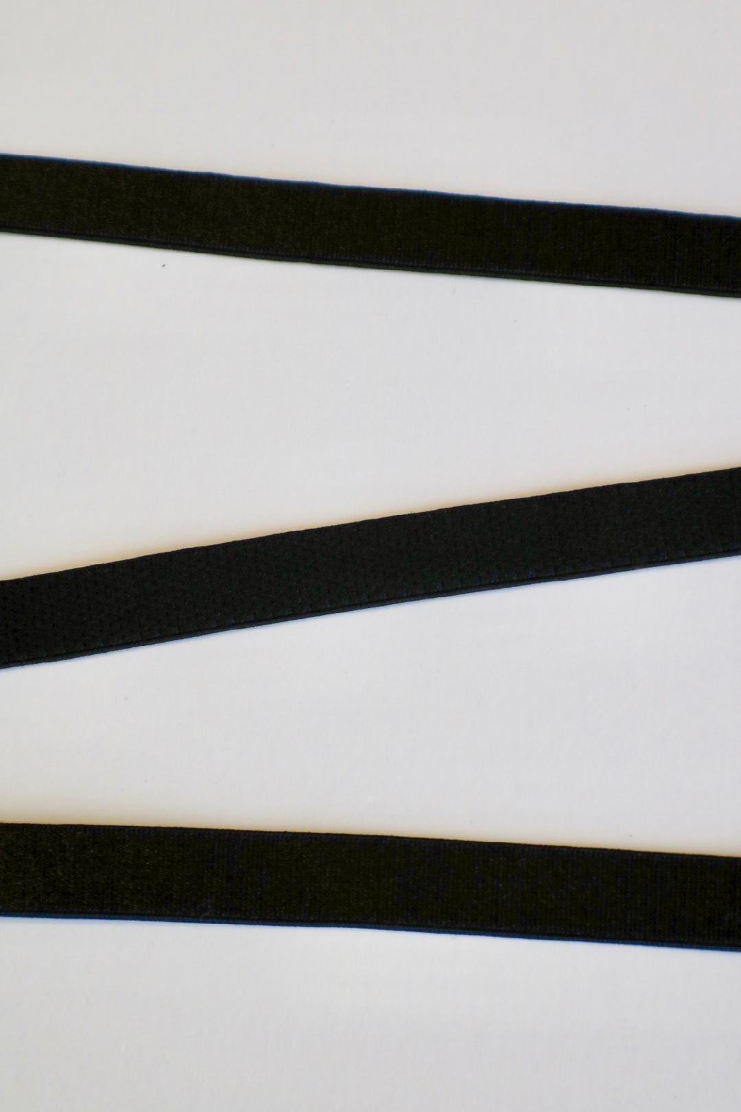 Black 3/8 (10mm) Plush Back Satin Strap Elastic