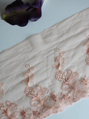 Load image into Gallery viewer, Light Peach 8.75" Wide Embroidered Lace Trim