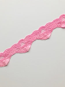 Pink 1.25" Wide Stretch Lace