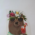 Load image into Gallery viewer, Bear's Tropical Vacation Heat Transfer, Iron-On
