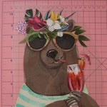 Load image into Gallery viewer, Bear's Tropical Vacation Heat Transfer, Iron-On
