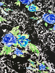 Load image into Gallery viewer, Royal Blue Roses Rayon Challis
