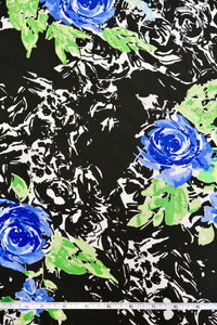 Royal Blue Roses Rayon Challis