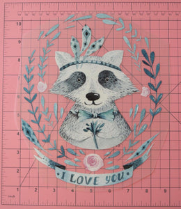 I Love You Racoon Heat Transfer, Iron-On