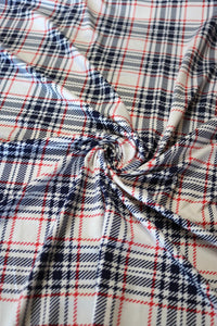 Navy/Red/Ivory Plaid on Double Brushed Poly