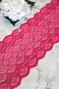 Hot Pink 9" Wide Stretch Lace