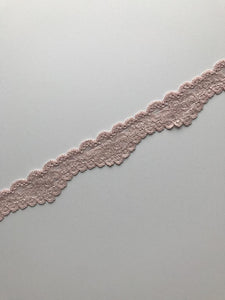 Dusty Pink 1.25" Wide Stretch Lace
